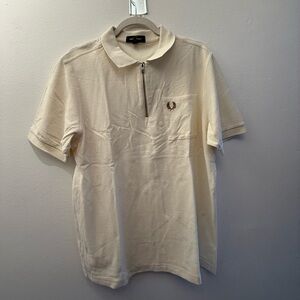 Fred Perry Off-White Zip Polo with Laurel Emblem